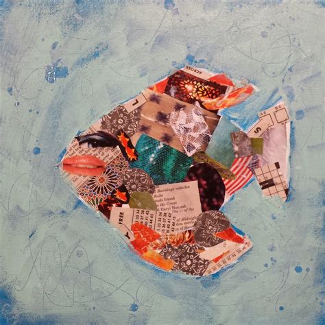 collage fish|FREE TUTORIAL – MIXED MEDIA COLLAGE – .